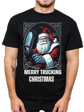 Merry Trucking Christmas Fun Trucker Lorry Tshirt